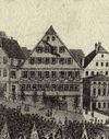 Ausschnitt aus einer Lithografie zum Sängerfest am 16. Mai 1853 von Wilhelm Haaf. Aus: Kuno Ulshöfer: Schwäbisch Hall. Bilder einer alten Stadt, Schwäbisch Hall 1971, S. 85