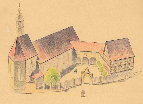 Vorschlag für eine Neugestaltung des Umfelds der Johanniterhalle von Eduard Krüger, 1942 (StadtA Schwäb. Hall S22/1209)