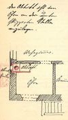 Abtritt (Toilette) im Hausflur. Zeichnung aus den Bauakten, 1906 (Baurechtsamt SHA /  StadtA SHA Server Häuserlexikon)