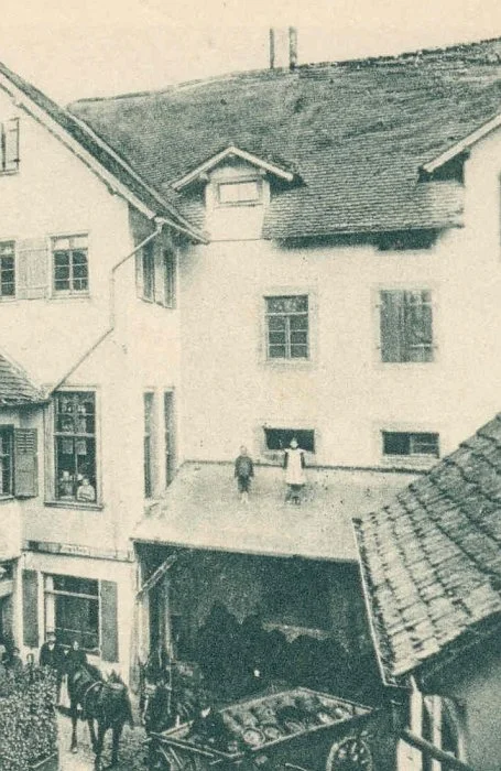 Ausschnitt aus einer Ansichtskarte des "Ochsen" um 1910 (StadtA SHA PK 00495)
