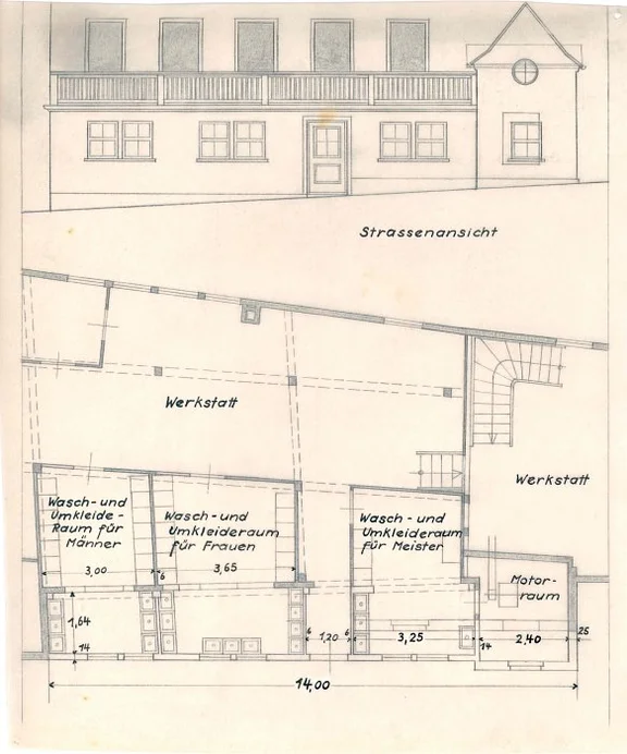 Teilauf- und Grundriss, wohl 1939 (Baurechtsamt SHA, Bauakten)