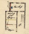 Skizze zu einem Umbau im Erdgeschoss (?), 1909: Aus der Küche wird ein Schlafzimmer (Baurechtsamt Schwäb. Hall, Bauakten)