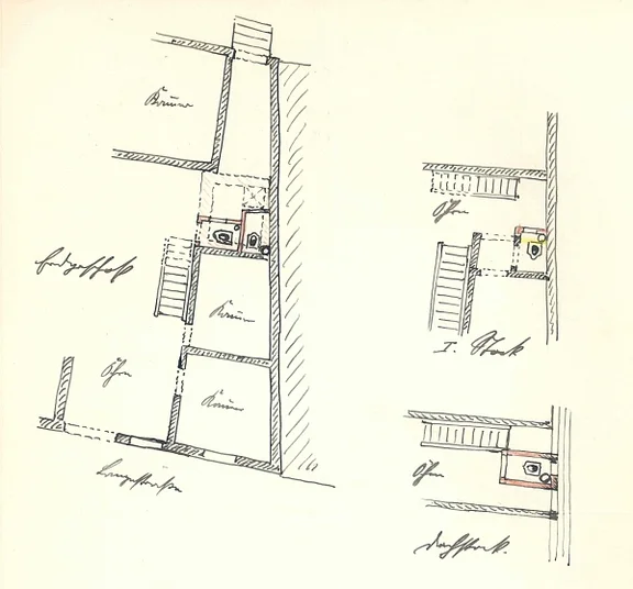 Pläne zum Abortanbau, 1911 (Baurechtsamt SHA, Bauakten)