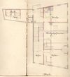 Grundriss des Erdgeschosses (hier als I. Stock bez.) für den geplanten Einbau einer Metzgerei und Weinwirtschaft durch Carl Canz, 1867 (StadtA Schwäb. Hall 21/1902)
