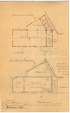 Grundrisse des Erdgeschosses und II. Stocks für den Neubau des Kontorgebäudes, 1919. Im II. Stock befand sich demzufolge ein „Zeichen-Büro“ (Baurechtsamt Schwäb. Hall, Bauakten Mühlweg 6)