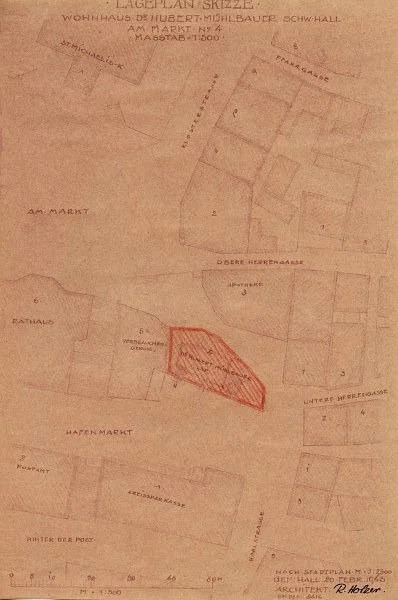 Lageplan zu Umbauten von 1942-1943 (Baurechtsamt SHA, Bauakten)