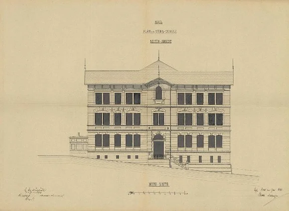Seitenansicht von der Südseite, 1880 (Stadt Schwäb. Hall, Baurechtsamt, Bauakten Lange Straße 10)