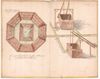 Aquarellierte Zeichnung des Haalbrunnens von 1590. Der äußere, achteckige Brunnenkasten bestand aus Eichenbohlen, im Zentrum stand der quadratische innere Brunnenkasten, das sog. „Stüblein“, auf dessen Grund die Aufbrüche der Salzquelle lagen Die wichtigste dieser Adern brach außerhalb des „Stübleins“ auf und wurde seit 1540 durch Baumaßnahmen in dieses hinein geleitet. Ein Überlauf (rechts) führte überschüssige Sole über eine Rinne bzw. Dohle in den Kocher. Rechts neben dem Haalbrunnen sind zwei Brunnen für „wilde Wasser“ (unerwünschtes Süßwasser) dargestellt. Dieses Süßwasser wurde hier aufgefangen, bevor es in den Haalbrunnen floss und die Sole verdünnte, mit Hilfe der (manuell betriebenen) Pumpen gefördert und ebenfalls über Dohlen in den Kocher geleitet (StadtA Schwäb. Hall HA A 329 Nr. 2)