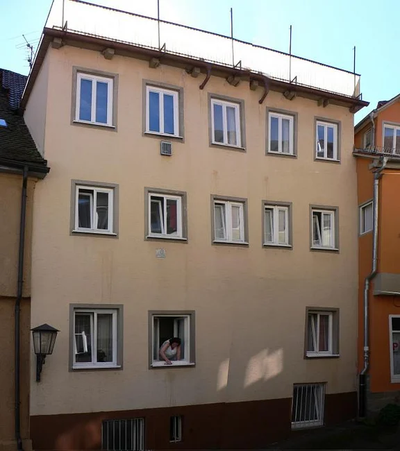 Ansicht zur Färbergasse, Januar 2008. Foto: Dietmar Hencke (StadtA SHA Server Häuserlexikon)