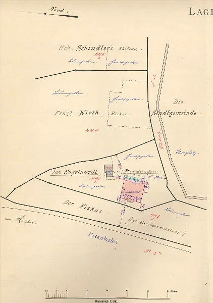 Lageplan zum Neubau, 1904 (Stadt Schwäb. Hall, Baurechtsamt, Bauakten Johanniterstraße 17/1)
