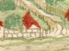 Ausschnitt aus einer kolorierten Federzeichanung von Unterlimpurg in einer Haller Chronik, um 1600 (StadtA Schwäb. Hall 4/4a. Bl. 6)