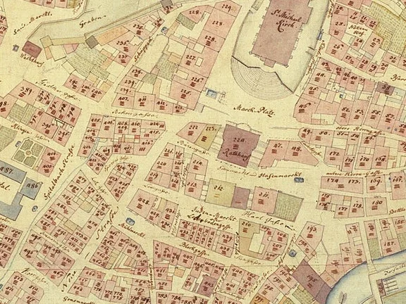 Ausschnitt aus dem Stadtplan von 1816 (StadtA Schwäb. Hall 16/069)