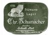 Schachtel mit Werbeaufdruck, um 1910 (StadtA Schwäb. Hall FS 53446)