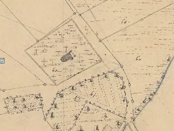 Ausschnitt aus dem Primärkataster 1827-1830 (Plan: Geodatenportal Schwäbisch Hall /  Stadt Schwäbisch Hall, Fachbereich Planen und Bauen, Abteilung Vermessung)