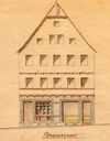 Ansicht der Fassade zu geplanten Umbauten im Erdgeschoss, 1908 (Baurechtsamt Schwäbisch Hall, Bauakten Gelbinger Gasse 16)