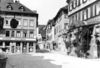 Blick aus der Blockgasse in den 1930er Jahren, links das ''Lamm-Post''-Gebäude (StadtA Schwäb. Hall FS 48084)