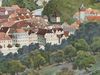 Ausschnitt aus einer gedruckten Stadtansicht aus dem Jahr 1895 von E. Hochdanz nach einem Gemälde von F. Romfort, Verlag von Hobbing & Büchle, Stuttgart (StadtA Schwäb. Hall S10/790)