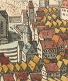 Ausschnitt aus der Stadtansicht von Matthäus Merian nach Leonhard Kern, kolorierter Kupferstich aus der „Topographia Suevia“ von 1643 (StadtA Schwäb. Hall S10/0506)