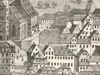 Ausschnitt aus der Stadtansicht von Wilhelm Haaf nach F. Bonhöfer, um 1850. Das Dach des Hauses ragt über die Umgebung hinaus (StadtA SHA S10/0712)