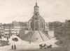 Vignette zu einer Stadtansicht um 1850 mit St. Michael und Marktplatz. Lithographie von W. Haaf nach F. Bonhöfer, um 1850 (StadtA Schwäb. Hall S10/0712)