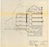 Nord-Südschnitt durch das zukünftige „Café am Markt“ aus den Plänen zum umfassenden Umbau des Sibilla-Egen-Hauses (Am Markt 10) und der bisherigen Drogerie Finckh (Am Markt 10), 1970  (Stadt Schwäbisch Hall, Baurechtsamt, Bauakten Am Markt 9)