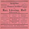 Anzeige des im Haus ansässigen Geschäfts für „Trauer-Artikel“ von 1901 aus: W. Burkhardt (Bearb.): Adreß- und Geschäfts-Handbuch der Oberamtsstadt Schwäbisch Hall, Schwäbisch Hall 1901, Inseratenanhang, S. 12 (StadtA Schwäb. Hall Bibl. 2947)