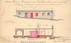 Schnittzeichnung und Seitenansicht zum Bau eines neuen Backofens im Erdgeschoss, 1897 (Baurechtsamt Schwäb. Hall, Bauakten)