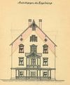 Aufstockung des Gutshauses, 1910: Ansicht der Fassade zum Ziegeleiweg (StadtA SHA 27/329)