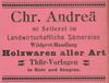 Anzeige der Seilerei Andreä von 1901, aus: W. Burkhardt (Bearb.): Adreß- und Geschäfts-Handbuch der Oberamtsstadt Schwäbisch Hall, Schwäbisch Hall 1901, Inseratenanhang, S. 26 (StadtA Schwäb. Hall Bibl. 2947)