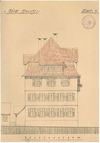 Plan mit Ansicht des Nordgiebels zur Aufstockung des Hauses, 1922 (StadtA Schwäb. Hall 27/0526).