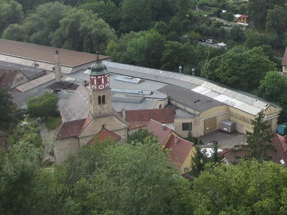 Blick von der Comburg auf die Gesamtanlage, Bild von 2013. Foto: Günter Albrecht (StadtA Schwäb. Hall DIG 07169)