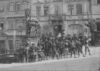 Landsknechtsgruppe vor dem Haus Finckh, 1936. Fotograf: unbekannt (StadtA Schwäb. Hall FS 41548)
