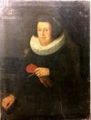 Portrait der Magdalena Hetzel, Ehefrau des Ratsherrn Johann Christoph Hetzel, 1647. Gemälde eines unbekannten Meisters (möglicherweise Johann Schreyer) (StadtA Schwäb. Hall S12/0240)