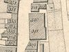 Ausschnitt aus dem Primärkataster  von 1827. Die beiden Häuser 52 (PKN 310) und 54 (PKN 311) hatten zu diesem Zeitpunkt dieselbe Besitzerin, weshalb sie hier nicht getrennt dargestellt sind. Deshalb sind wohl auch die Primärkatasternummern vertauscht  (StadtA Schwäb. Hall S13/0686)