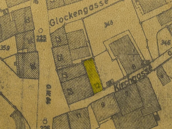 Im Zusammenhang mit dem geplanten Abbruch erstellter Lageplan, 1966 (StadtA SHA 27/455)