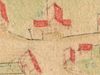 Ausschnitt aus der Flurkarte von Unterlimpurg von 1703. Das heutige Anwesen Unterlimpurger Straße 41 ist in der oberen rechten Bildmitte erkennbar, der Giebel zeigt zur Straße (Stadtarchiv SHA  16/21)