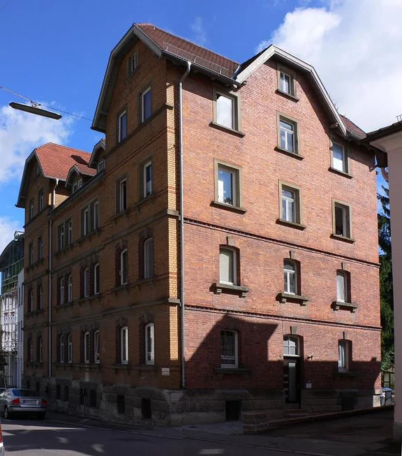 Südwestansicht des Doppelhauses, August 2007. Foto: Dietmar Hencke (StadtA Schwäb. Hall DIG 02556)