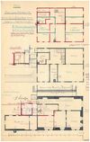 Grundrisse für die nur teilweise umgesetzten Umbaupläne des Hausbesitzers Dr. Guido Schnitzer, 1888 (siehe hierzu „Befunde aus Bauakten“) (StadtA Schwäb. Hall 27/506)
