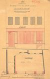 Neue Schaufensterfront und Grundriss des Ladenlokals im Erdgeschoss. Plan von 1887 (Baurechtsamt SHA, Bauakten Am Spitalbach 11)