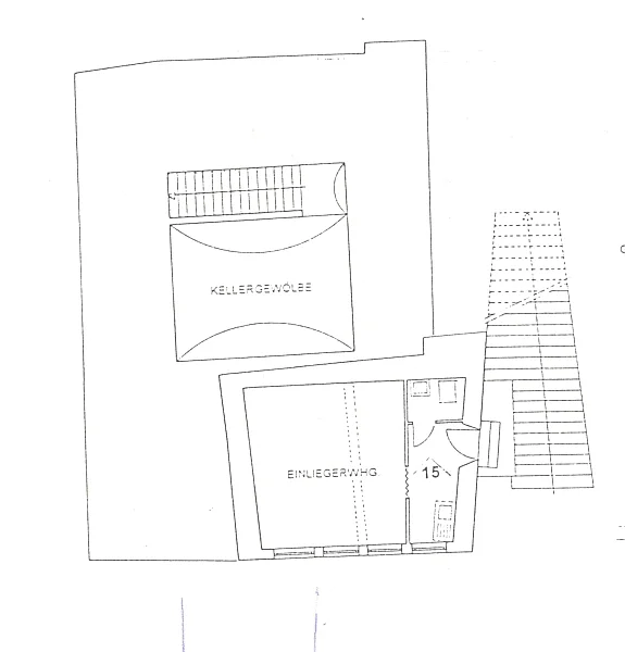 Grundriss des Kellergeschosses, Plan: Landesdenkmalamt Baden-Württemberg (Baurechtsamt Schwäb. Hall, Bauaken)