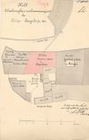 Lageplan zum Gesuch des Metzgers Bayerdörfer zwecks Anlage einer Schlachterei, 1876 (Baurechtsamt SHA, Bauakten)
