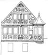 Plan des Fachwerks der Fassade zur Oberen Herrngasse hin. Zeichnung: Albrecht Bedal (StadtA SHA Server Häuserlexikon)