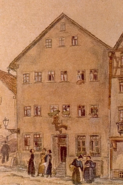 Ausschnitt aus einem Gemälde, wohl vom Anfang des 20. Jahrhunderts (StadtA Schwäb. Hall FS 07929)