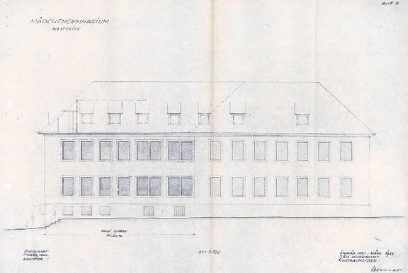 Aus einem Plansatz von 1955: Westseite (StadtA Schwäb. Hall R105/57)