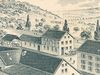 Ausschnitt aus einem Briefkopf der Mühle Heller mit einer aufwendigen Darstellung der Firmengebäude, 1906 (StadtA Schwäb. Hall S01/1211)