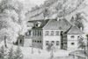 Ausschnitt aus einer Darstellung der Fahnenweihe der Schwäbisch Haller Bürgerwehr auf dem Haalplatz am 10. Juni 1849. Lithografie von W. Haaf (StadtA SHA FS 26933)