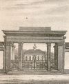 Vignette zu einer Stadtansicht um 1850 mit der neuen Friedhofskapelle. Lithografie von Wilhelm Haaf nach Aufnahme von F. Bonhöffer (StadtA Schwäb. Hall S10/712)