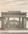 Vignette zu einer Stadtansicht um 1850 mit der neuen Friedhofskapelle. Lithografie von Wilhelm Haaf nach Aufnahme von F. Bonhöffer (StadtA Schwäb. Hall S10/712)