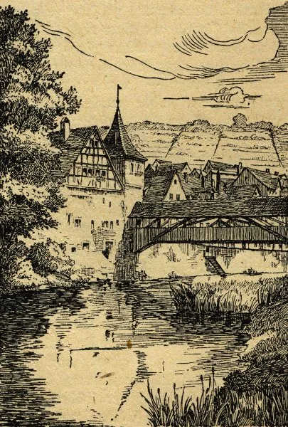 Druck nach Zeichnung von O. Elsässer in: Theodor Groh, Christian Kolb: Die frühere Reichsstadt Schwäbisch Hall. Ein Rundgang durch die Stadt, Schwäbisch Hall o.J., um 1900, S. 10