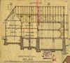 Schnittzeichnung zur Aufstockung des 1910 erstellten, einstöckigen Schuppens (Mitte) zwischen dem Wohnhaus Nr. 34 ) und dem auf der Stadtmauer aufsitzenden Werkstattgebäude Nr 34a, 1927/28 (StadtA Schwäb. Hall 27/0450)